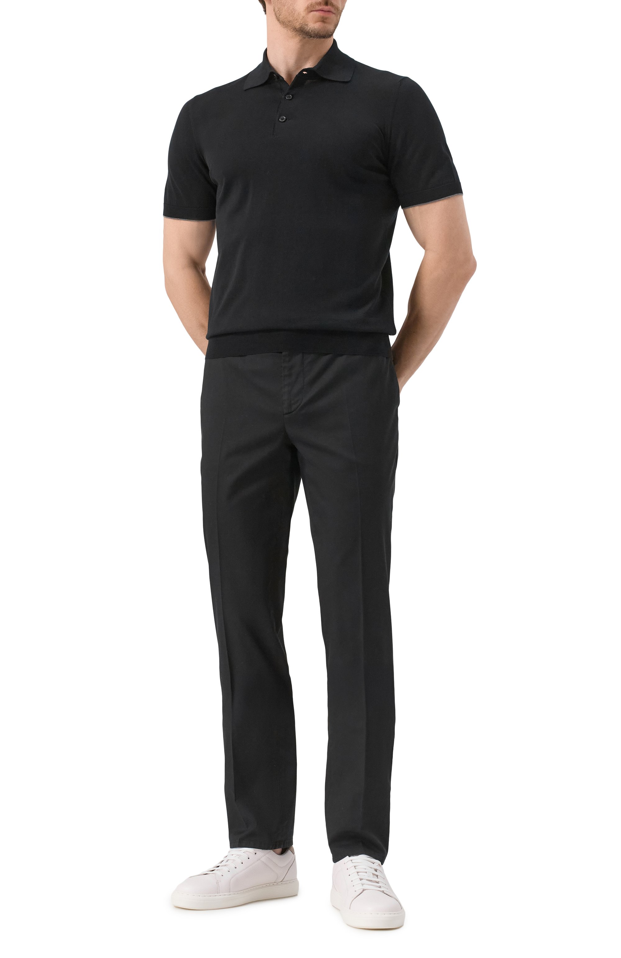 Хлопковое поло BRUNELLO CUCINELLI черного цвета по цене 74450 руб., арт. M29800125, фото 2 Хлопковое поло BRUNELLO CUCINELLI, арт. M29800125, фото 2