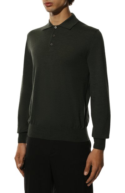 Шерстяное поло CANALI темно-зеленого цвета по цене 35150 руб., арт. C0017/MK00077, фото 3 Шерстяное поло CANALI, арт. C0017/MK00077, фото 3