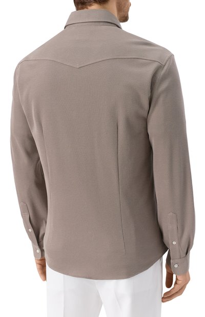 Рубашка из хлопка и шелка BRUNELLO CUCINELLI, арт. MW8666666, фото 4