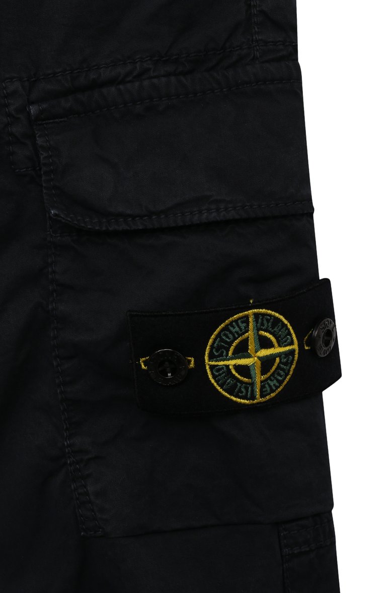 Детские хлопковые брюки-карго STONE ISLAND темно-синего цвета, арт. 801630410/6-8 | Фото 3 (Материал сплава: Проставлено; Нос: Не проставлено; Материал внешний: Хлопок; Случай: Повседневный; Ростовка одежда: 8 лет | 128 см, 6 лет | 116 см)