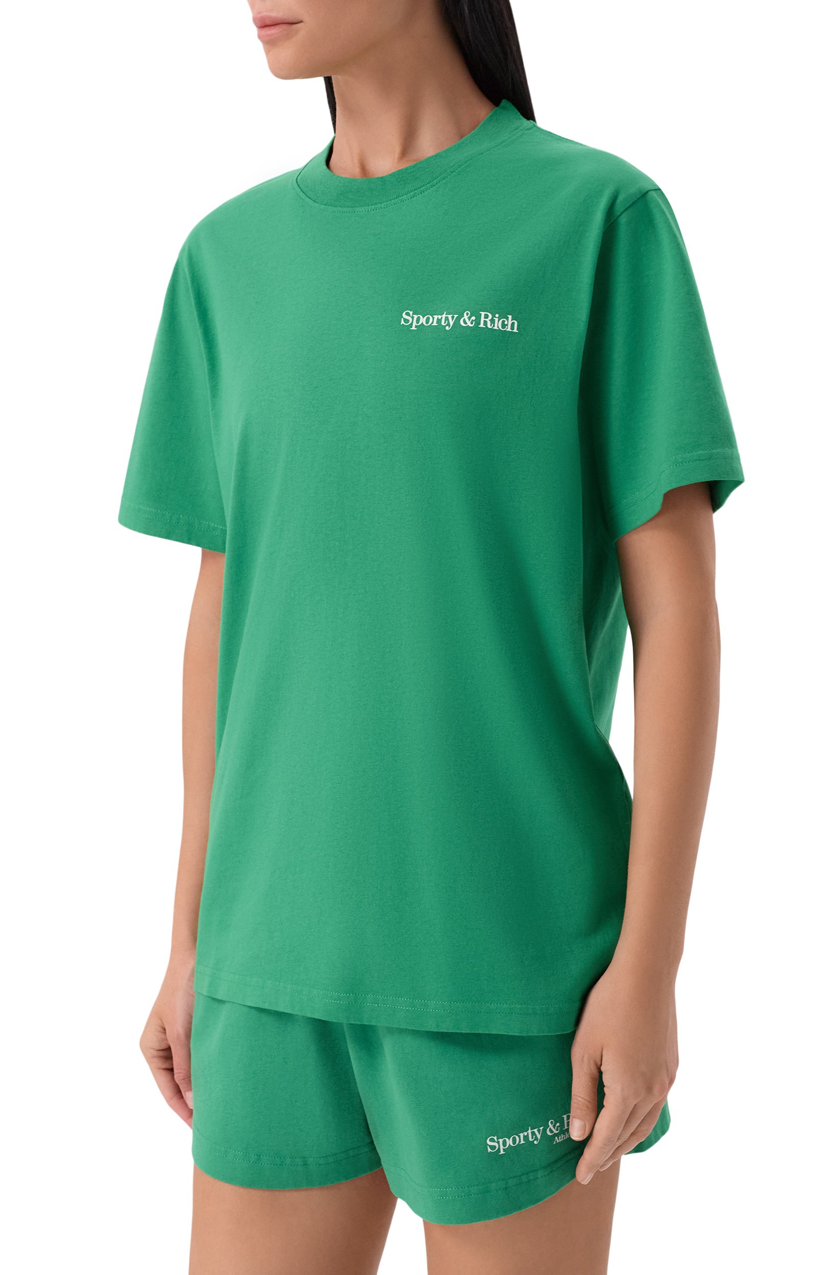 Хлопковая футболка SPORTY AND RICH зеленого цвета по цене 12150 руб., арт. T011973086GR19, фото 3 Хлопковая футболка SPORTY AND RICH, арт. T011973086GR19, фото 3