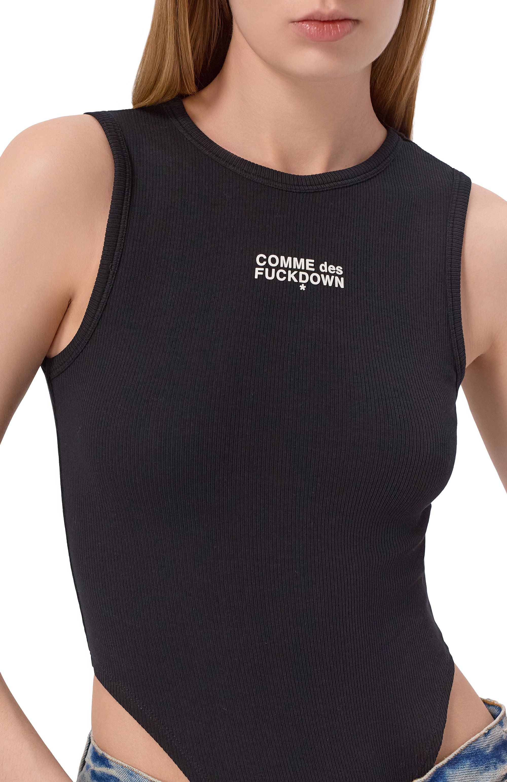 Хлопковое боди COMME DES FUCKDOWN черного цвета по цене 8410 руб., арт. CFABW01673, фото 5 Хлопковое боди COMME DES FUCKDOWN, арт. CFABW01673, фото 5
