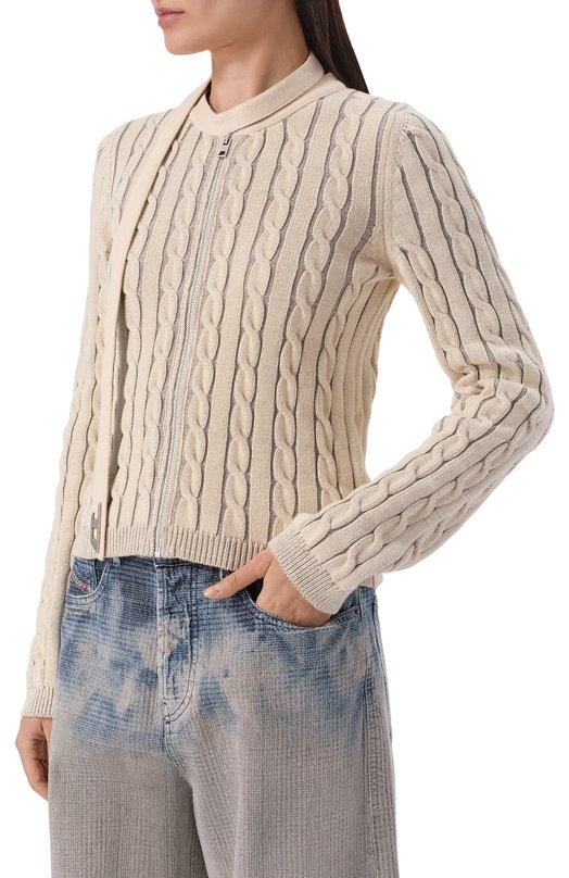 Хлопковый кардиган Diesel A23722/0EGEH Бежевый  A23722/0EGEH Фото 3