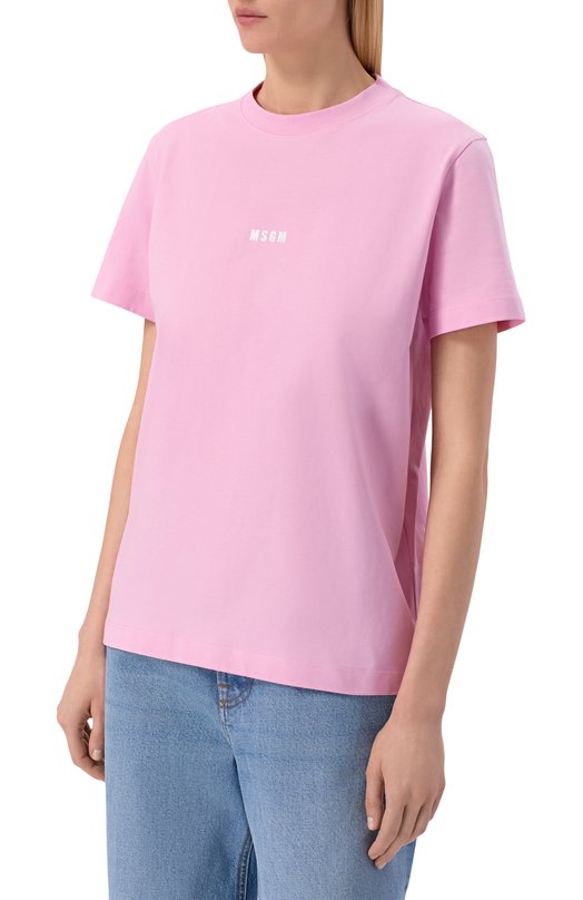 Хлопковая футболка MSGM 4041MDM500/267002 Розовый  4041MDM500/267002 Фото 3