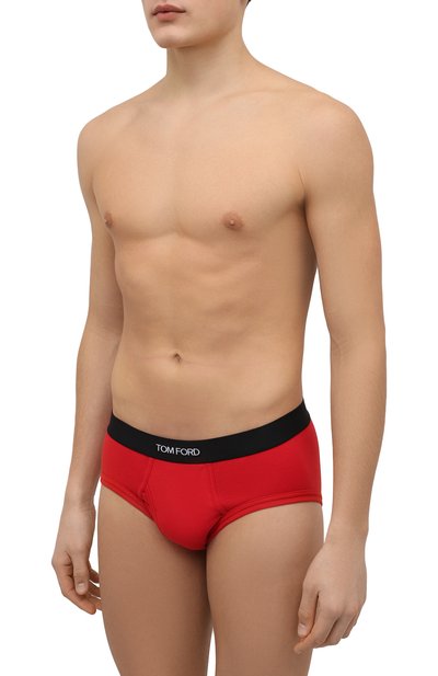 Хлопковые брифы TOM FORD красного цвета по цене 9810 руб., арт. T4LC10040, фото 2 Хлопковые брифы TOM FORD, арт. T4LC10040, фото 2