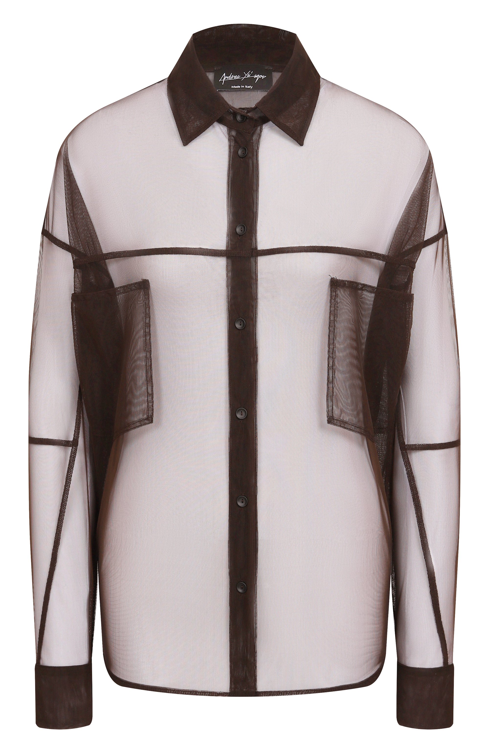 Блузка ANDREA YA'AQOV коричневого цвета по цене 54050 руб., арт. 25WTUL36/NYL0N, фото 1 Блузка ANDREA YA'AQOV, арт. 25WTUL36/NYL0N, фото 1