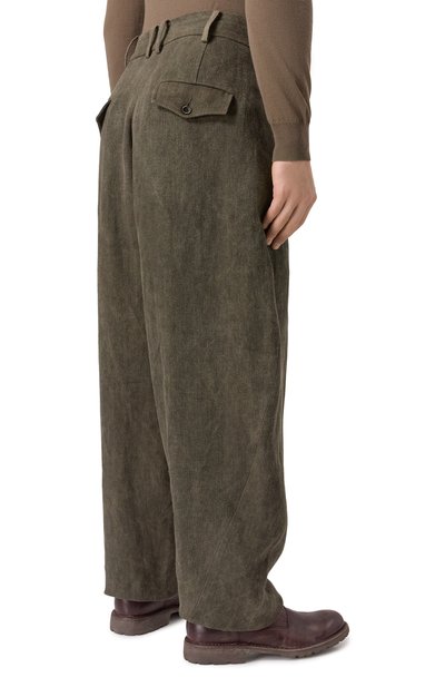 Льняные брюки UMA WANG хаки цвета по цене 152500 руб., арт. UM3517, фото 4 Льняные брюки UMA WANG, арт. UM3517, фото 4