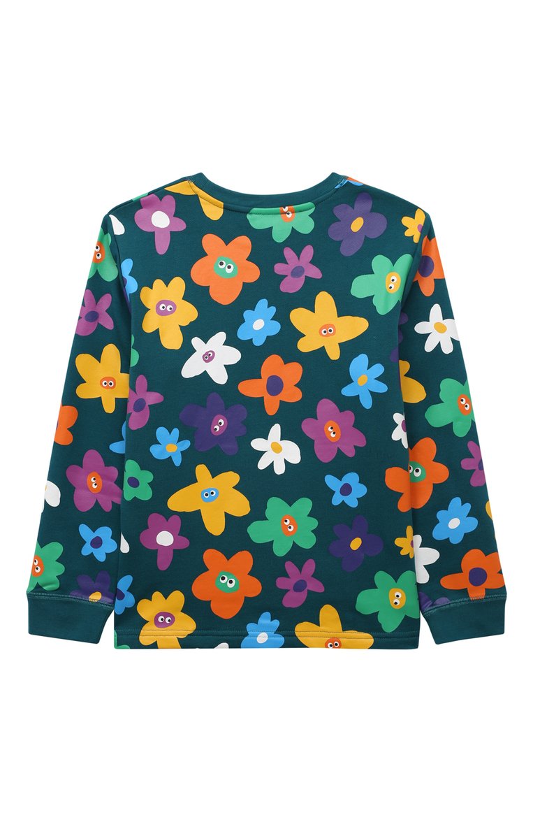 Детская комплект из свитшота с брюками STELLA MCCARTNEY синего цвета, арт. TT3A50 | Фото 3 (Материал сплава: Проставлено; Рукава: Длинные; Драгоценные камни: Проставлено; Материал внешний: Хлопок; Девочки Кросс-КТ: Костюмы-спорт)