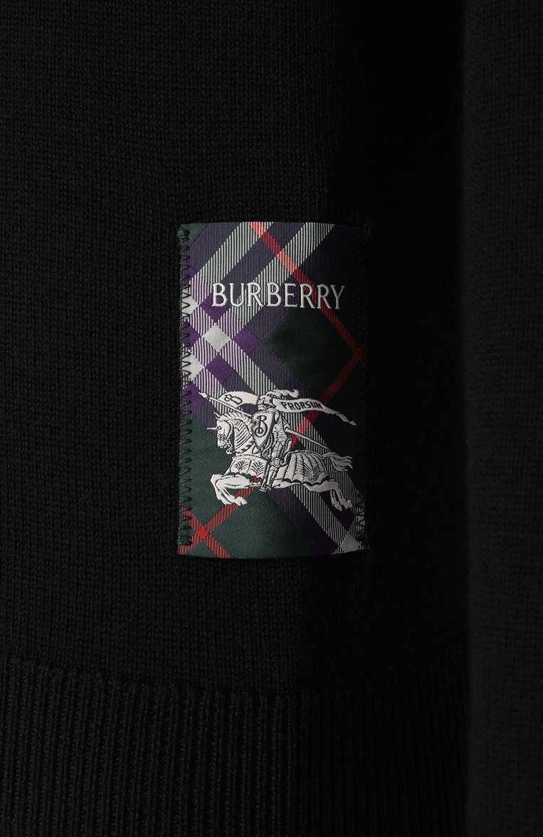 Мужской шерстяной кардиган BURBERRY черного цвета, арт. 8102671 | Фото 7 (Материал внешний: Шерсть; Драгоценные камни: Проставлено; Рукава: Длинные; Длина (для топов): Стандартные; Материал сплава: Проставлено; Стили: Кэжуэл; Мужское Кросс-КТ: Кардиган-одежда)