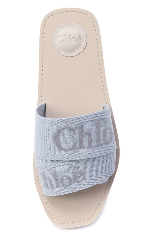 Текстильные шлепанцы Woody Chloé CHC23U188EF Голубой  CHC23U188EF Фото 6