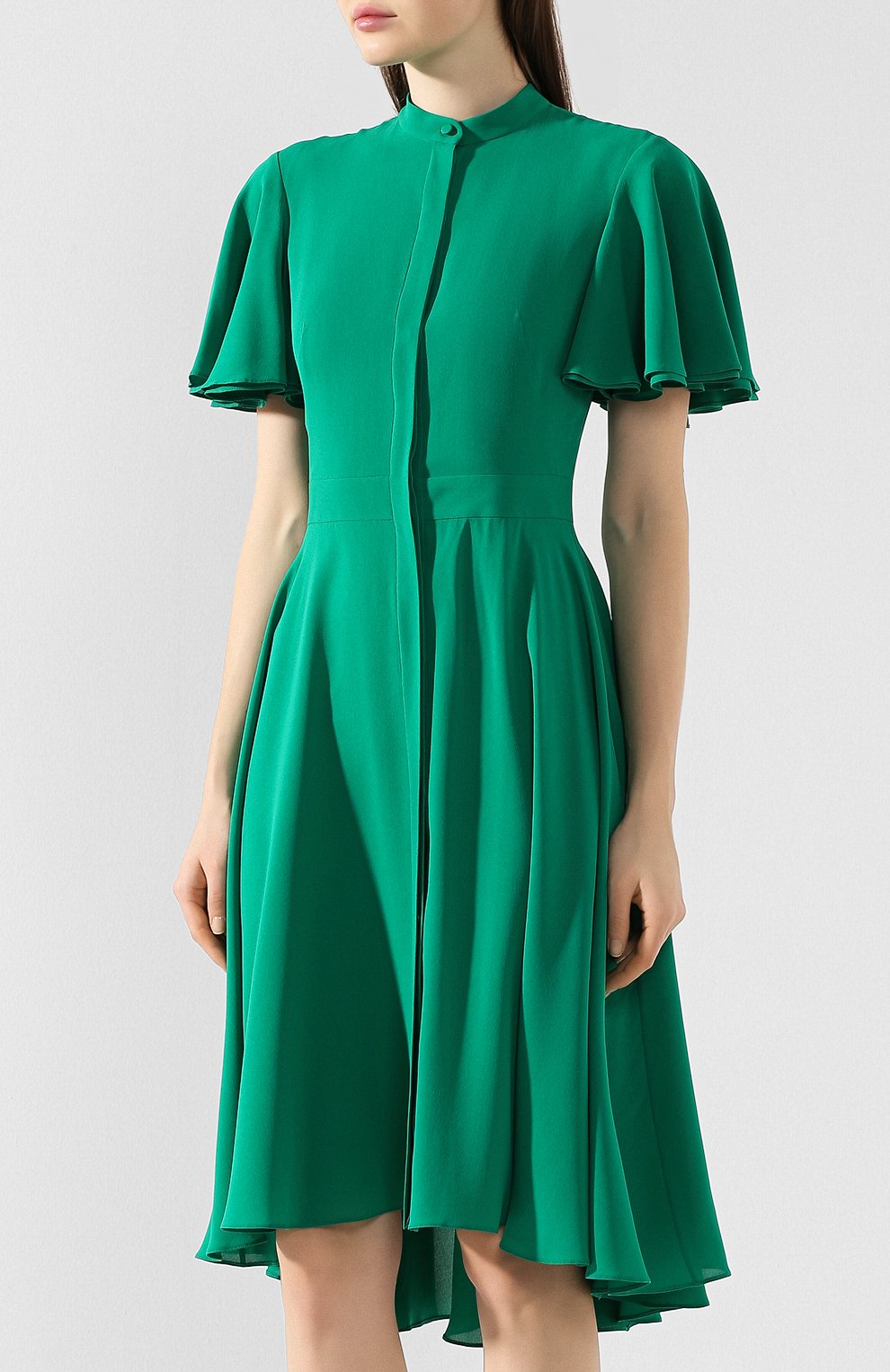 Шелковое платье ALEXANDER MCQUEEN хаки цвета по цене 227000 руб., арт. 605280/QBAAF, фото 3 Шелковое платье ALEXANDER MCQUEEN, арт. 605280/QBAAF, фото 3