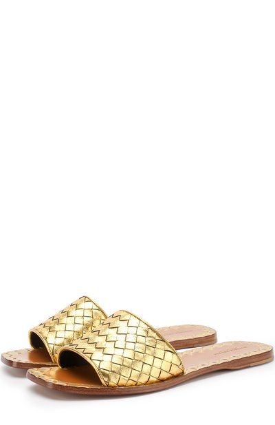 Шлепанцы с плетением intrecciato из металлизированной кожи BOTTEGA VENETA, арт. 407413/VAWR0, фото 1