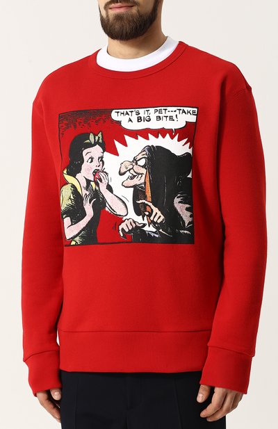 Хлопковый свитшот с принтом GUCCI красного цвета по цене 64950 руб., арт. 475532/X3M04, фото 3 Хлопковый свитшот с принтом GUCCI, арт. 475532/X3M04, фото 3