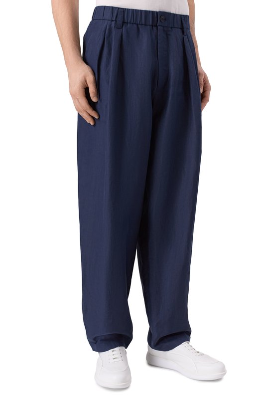 Брюки изо льна и шелка Giorgio Armani GM003358/TE20656 Синий  GM003358/TE20656 Фото 3