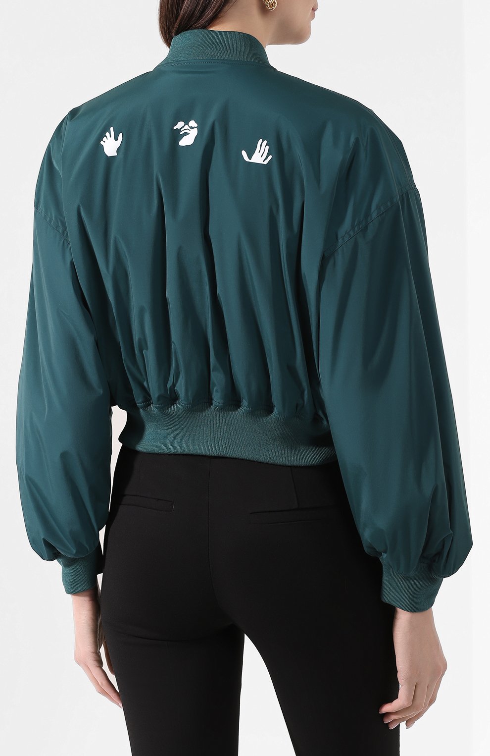 Бомбер OFF-WHITE зеленого цвета по цене 74350 руб., арт. 0WEA200S20FAB0015501, фото 4 Бомбер OFF-WHITE, арт. 0WEA200S20FAB0015501, фото 4