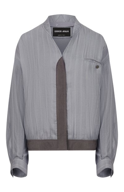 Женский бомбер изо льна и шелка GIORGIO ARMANI, арт. GW002590/TE18800