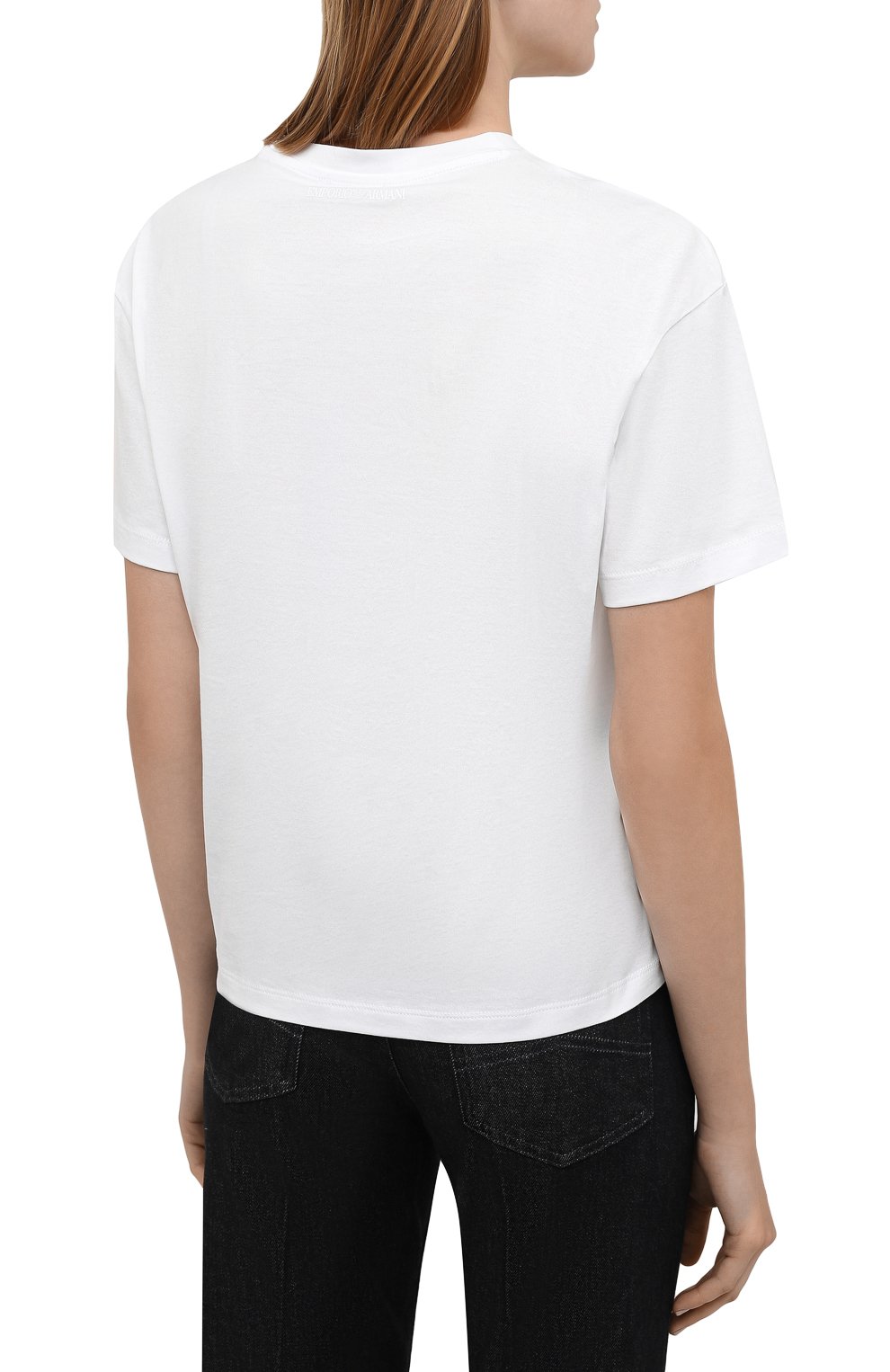 Хлопковая футболка EMPORIO ARMANI белого цвета по цене 18750 руб., арт. 6K2T7W/2J30Z, фото 4 Хлопковая футболка EMPORIO ARMANI, арт. 6K2T7W/2J30Z, фото 4