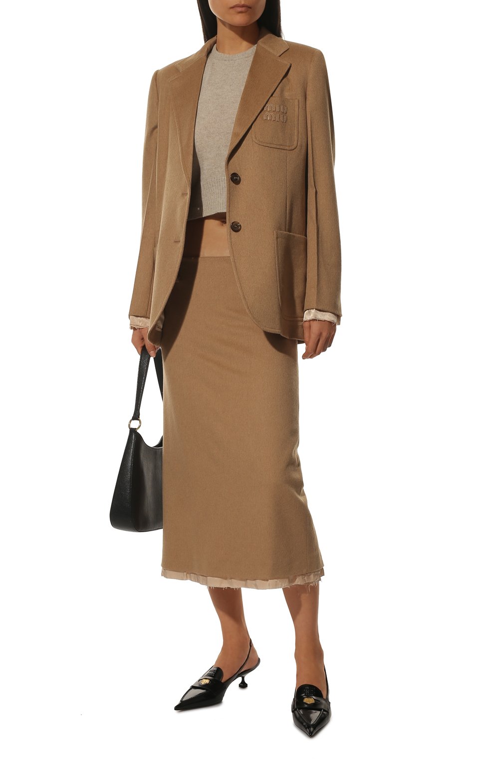 Шерстяной жакет MIU MIU бежевого цвета по цене 335000 руб., арт. MH1769-165-F0040, фото 2 Шерстяной жакет MIU MIU, арт. MH1769-165-F0040, фото 2