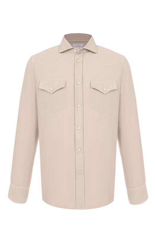 Хлопковая рубашка Brunello Cucinelli ML6884008 Бежевый ML6884008