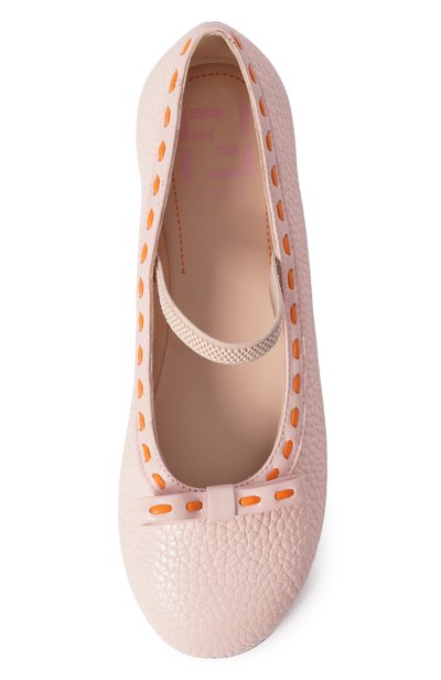 Кожаные балетки FENDI светло-розового цвета по цене 59350 руб., арт. JFR584/AY2I/32-39, фото 4 Кожаные балетки FENDI, арт. JFR584/AY2I/32-39, фото 4