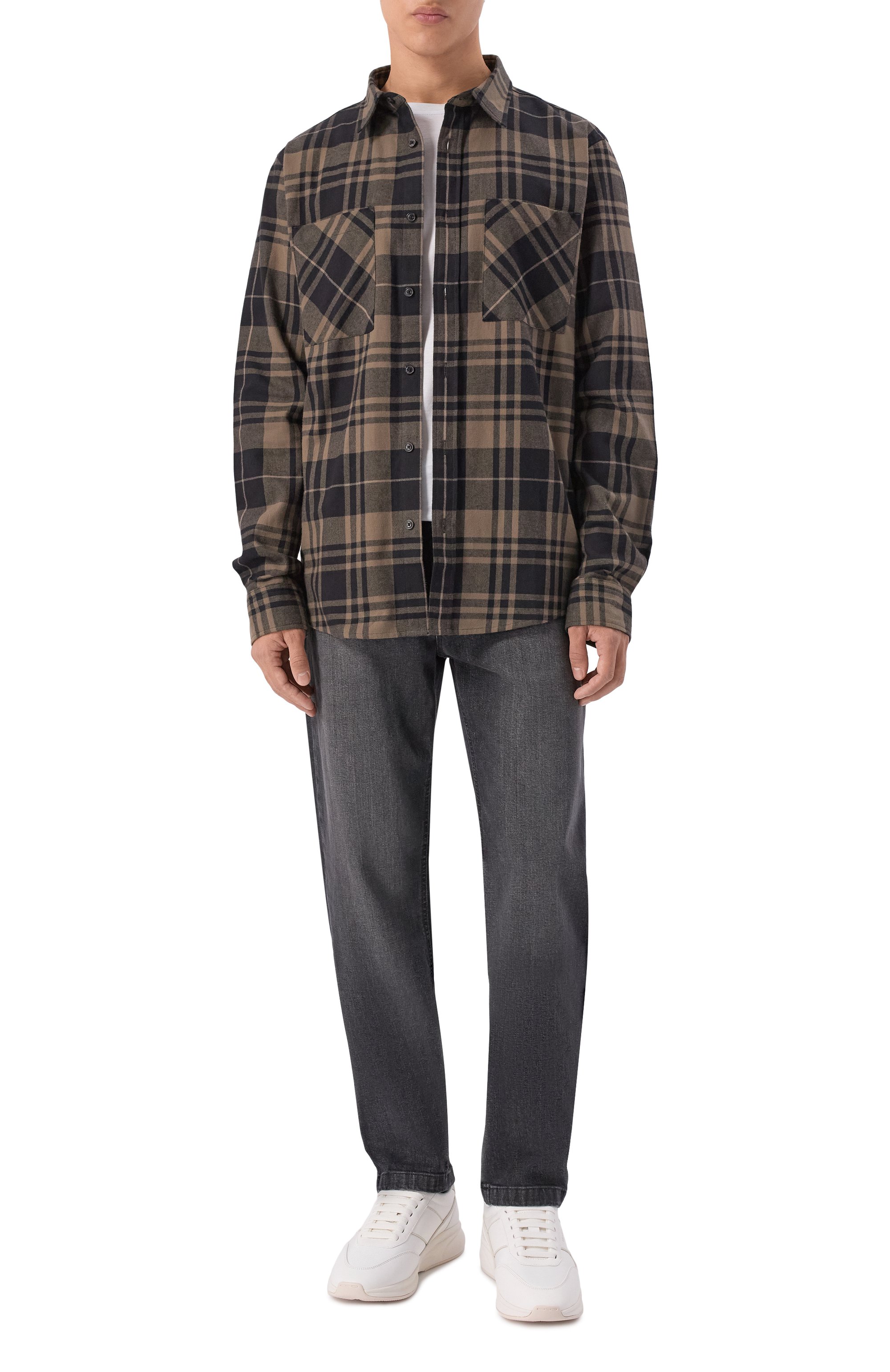 Хлопковая рубашка HUGO коричневого цвета по цене 13600 руб., арт. 50549753, фото 2 Хлопковая рубашка HUGO, арт. 50549753, фото 2