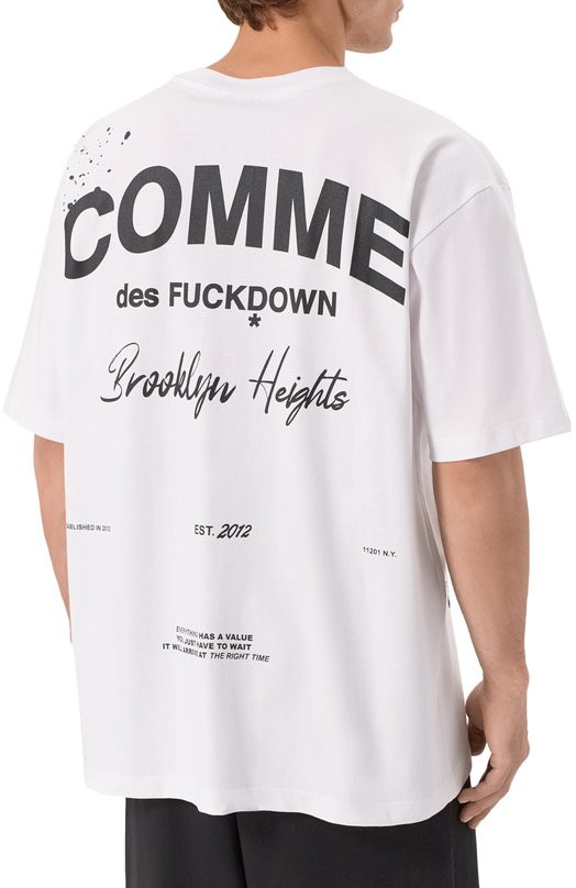 Хлопковая футболка Comme des Fuckdown CFABM01749 Белый  CFABM01749 Фото 4