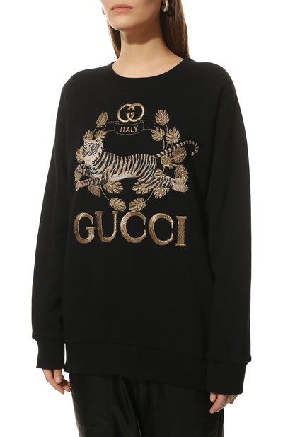 Хлопковый свитшот GUCCI черного цвета по цене 141120 руб., арт. 617964/XJD4I, фото 3 Хлопковый свитшот GUCCI, арт. 617964/XJD4I, фото 3