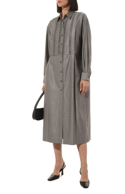 Платье из шерсти и шелка ALEXANDRA GEORGIEVA BY KRESTETSKAYA STROCHKA серого цвета по цене 65000 руб., арт. W161kp22, фото 2 Платье из шерсти и шелка ALEXANDRA GEORGIEVA BY KRESTETSKAYA STROCHKA, арт. W161kp22, фото 2