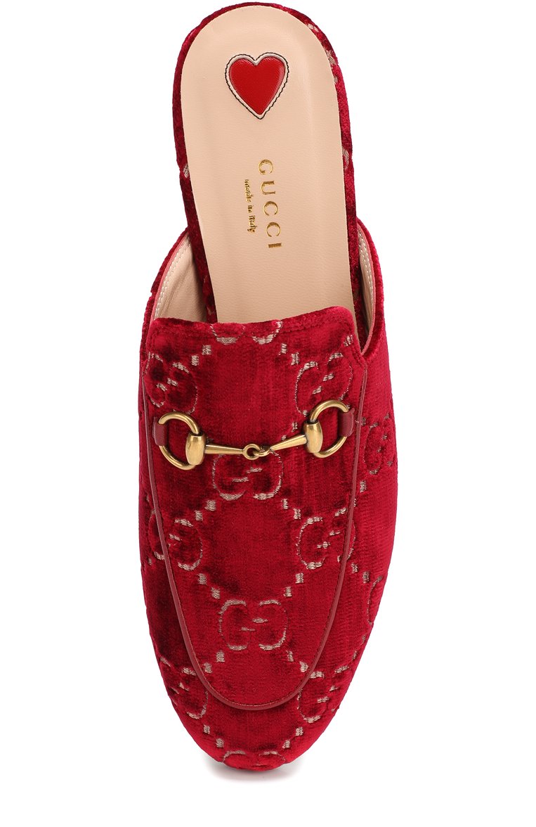 Женские бархатные сабо princetown gg с пряжкой-трензелем GUCCI красного цвета, арт. 475094/9JT20 | Фото 5 (Статус проверки: Проверена категория; Каблук высота: Низкий; Подошва: Плоская; Материал внешний: Текстиль; Материал внутренний: Натуральная кожа; Ювелирные украшения: Назначено)