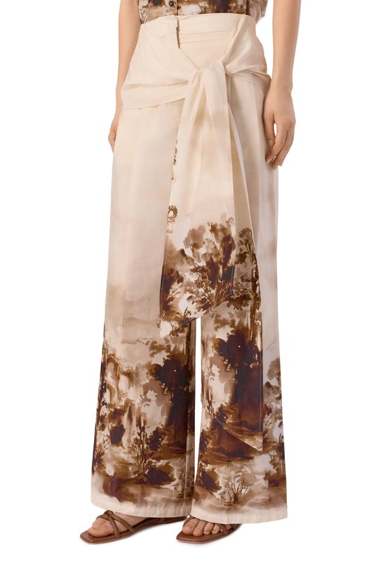 Хлопковые брюки Erika Cavallini P6SI01 Бежевый  P6SI01 Фото 3