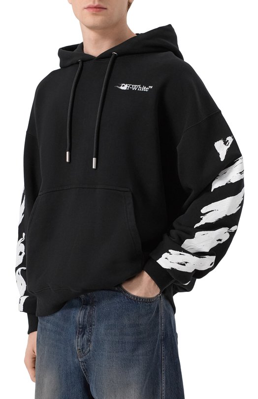 Хлопковое худи Off-White 0MBB085F25FLE00G Чёрный  0MBB085F25FLE00G Фото 3