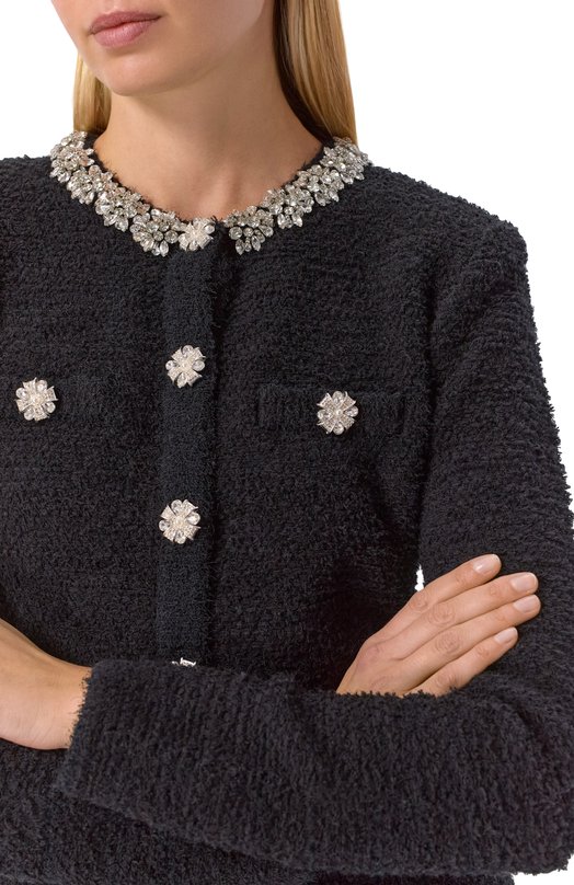 Твидовый жакет self-portrait RS26220CB Чёрный  RS26220CB Фото 5