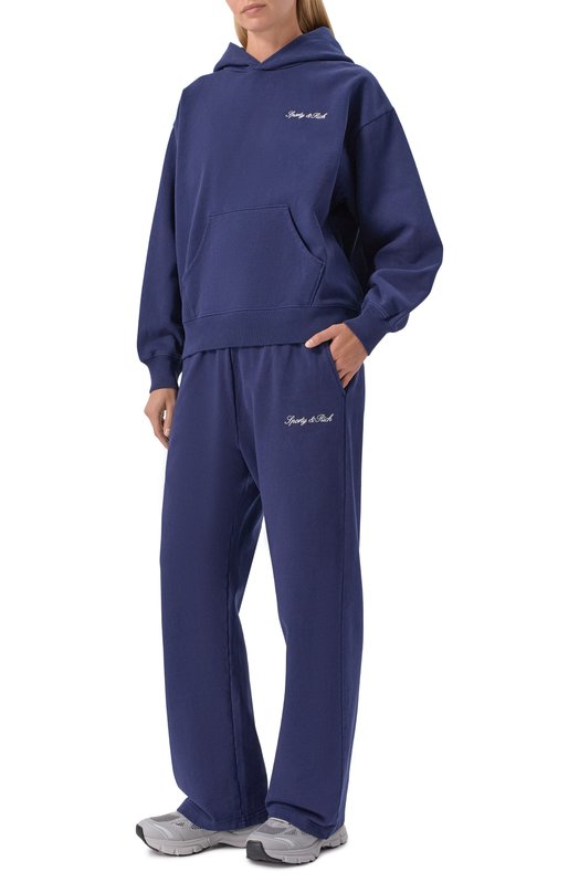 Хлопковые брюки Sporty and Rich PA05568326BL106 Синий  PA05568326BL106 Фото 2