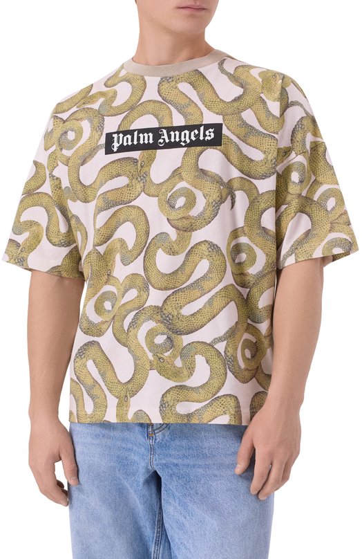 Хлопковая футболка Palm Angels PMAA10DF25JER004 Зелёный  PMAA10DF25JER004 Фото 3