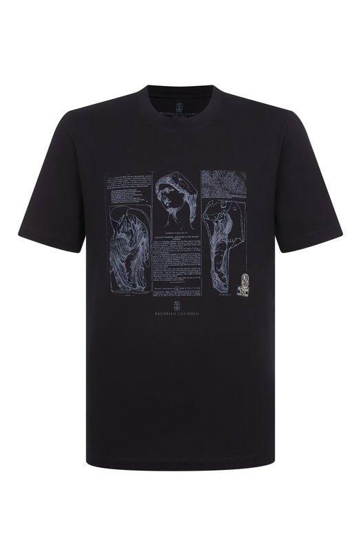 Хлопковая футболка Brunello Cucinelli M0B138517 Чёрный M0B138517