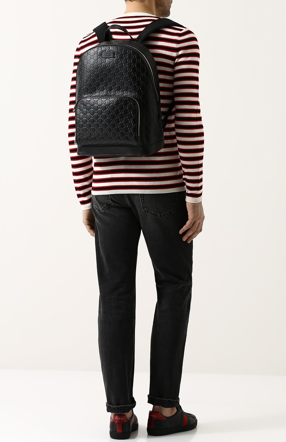 Кожаный рюкзак с тиснением signature и внешним карманом на молнии GUCCI, арт. 406370/CWCCN, фото 2