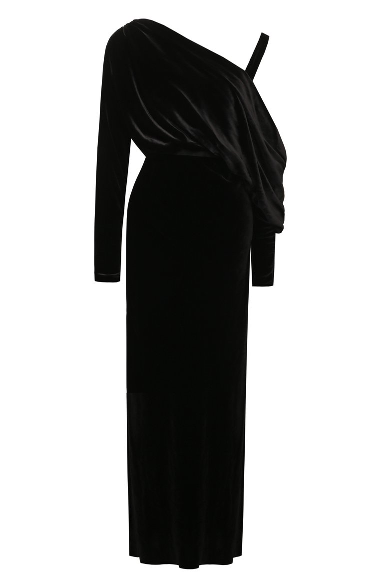 Женское платье из вискозы и шелка GIAMBATTISTA VALLI черного цвета, арт. 24FWPVTE597B-23ALB | Фото 1 (Длина Ж (юбки, платья, шорты): Макси; Драгоценные камни: Проставлено; Материал сплава: Проставлено; Рукава: Длинные; Материал внешний: Вискоза; Стили: Гламурный; Случай: Коктейльный; Женское Кросс-КТ: Платье-одежда)