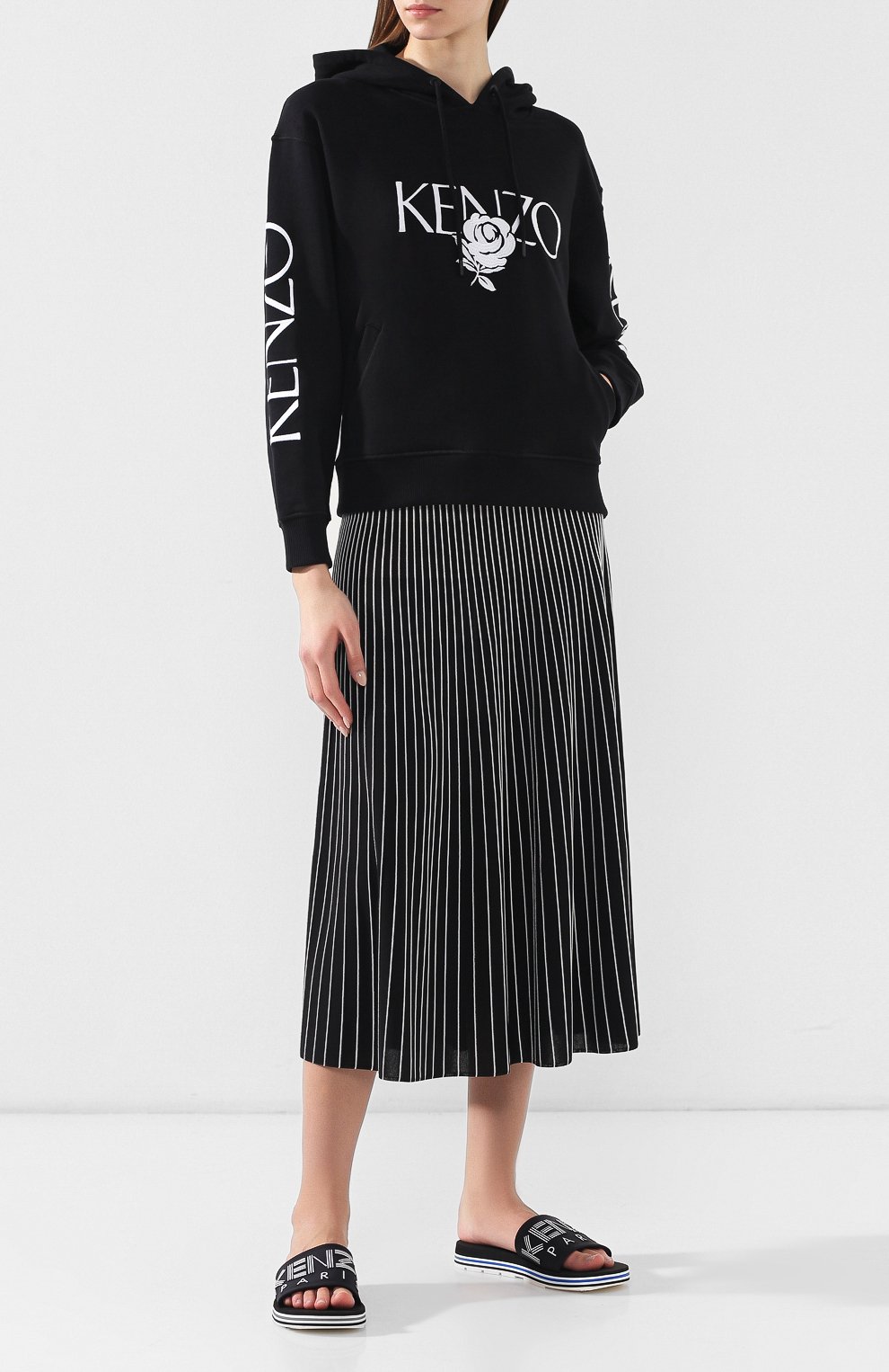 Хлопковое худи KENZO черного цвета по цене 29950 руб., арт. 2SW780952, фото 2 Хлопковое худи KENZO, арт. 2SW780952, фото 2