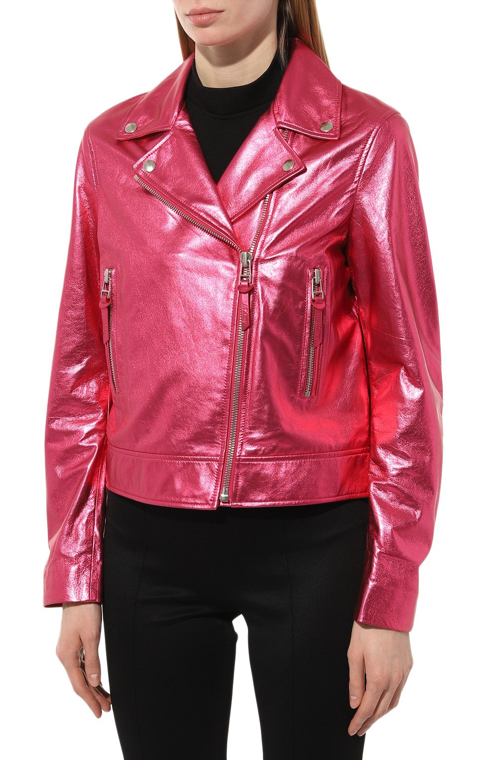 Кожаная куртка ALINE розового цвета по цене 115000 руб., арт. AL030103, фото 3 Кожаная куртка ALINE, арт. AL030103, фото 3