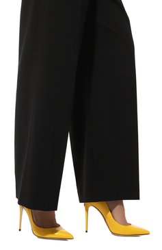 Женские кожаные туфли cardinale DOLCE & GABBANA желтого цвета, арт. CD1710/B1037 | Фото 3 (Каблук высота: Высокий; Драгоценные камни: Проставлено; Материал внутренний: Натуральная кожа; Материал сплава: Проставлено; Подошва: Плоская; Каблук тип: Шпилька; Материал внешний: Натуральная кожа)
