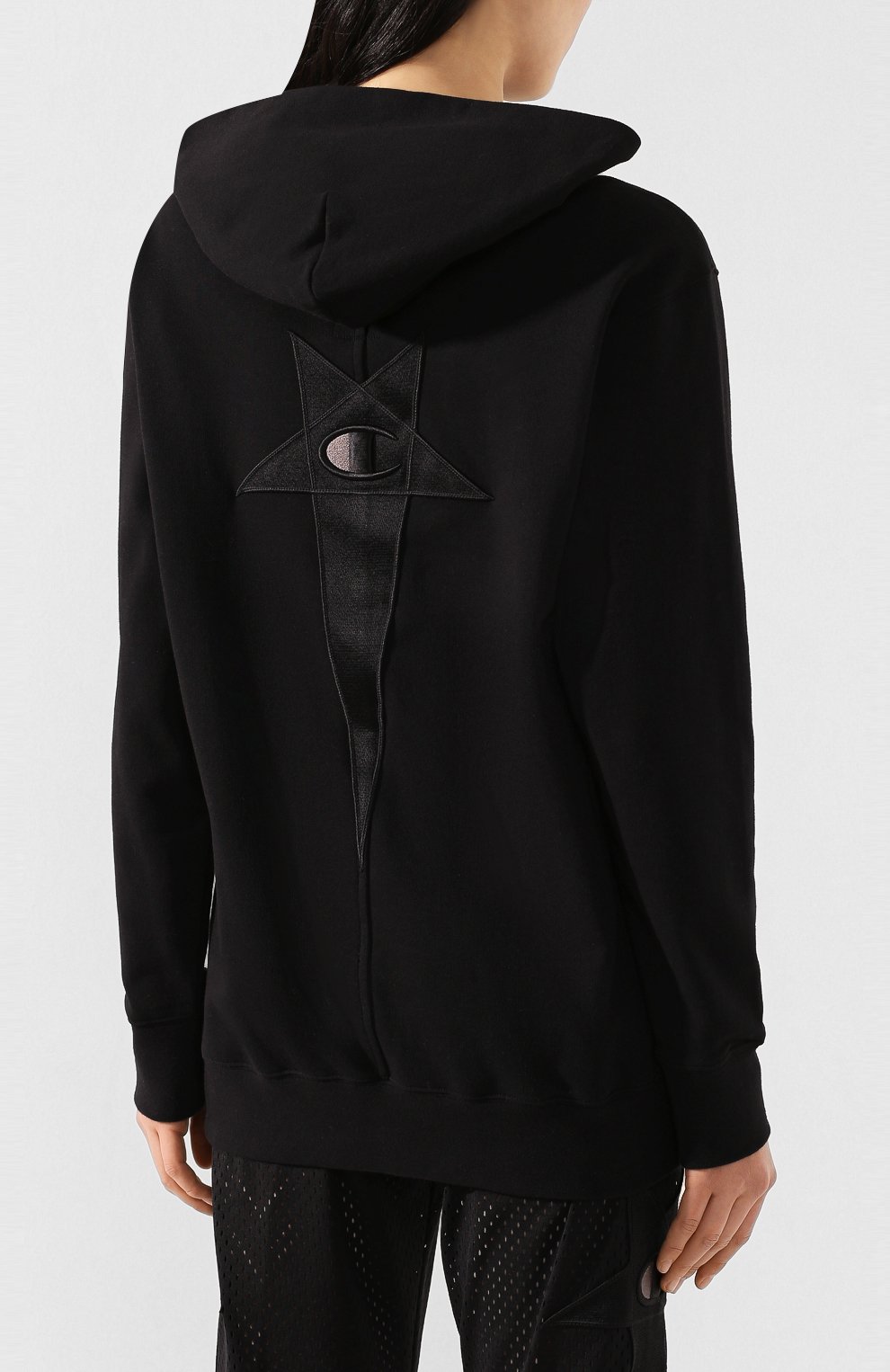 Хлопковое худи rick owens x champion RICK OWENS черного цвета по цене 31300 руб., арт. CW20S0006/113674, фото 4 Хлопковое худи rick owens x champion RICK OWENS, арт. CW20S0006/113674, фото 4