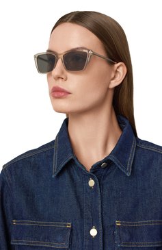 Женские солнцезащитные очки SAINT LAURENT прозрачного цвета, арт. SL 737 MICA THIN 004 | Фото 2 (Региональные ограничения белый список (Axapta Mercury): Не проставлено; Нос: Не проставлено; Тип очков: С/з; Материал: Пластик; Оптика Гендер: оптика-женское; Очки форма: Прямоугольные)