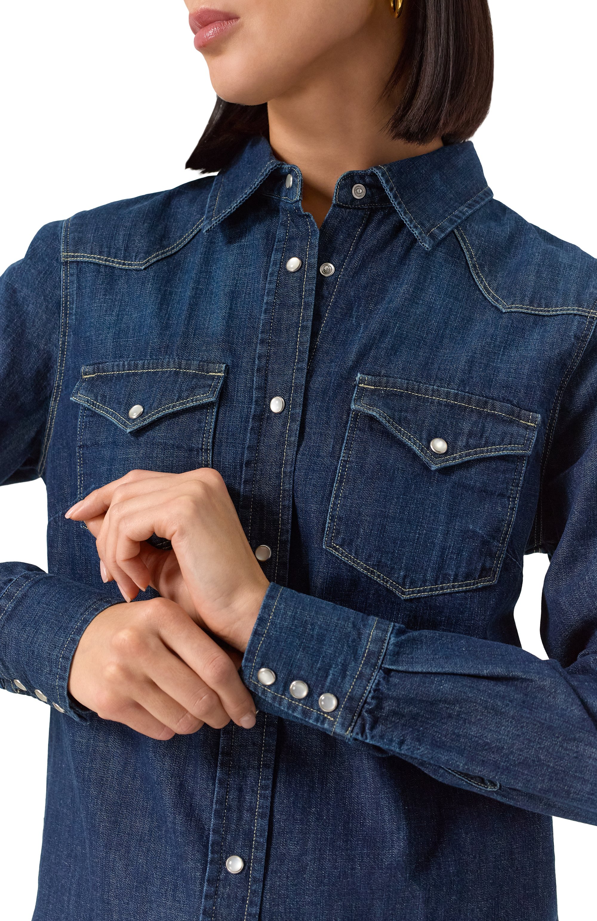 Джинсовая рубашка MVST темно-синего цвета по цене 81900 руб., арт. C0DY/B059, фото 5 Джинсовая рубашка MVST, арт. C0DY/B059, фото 5