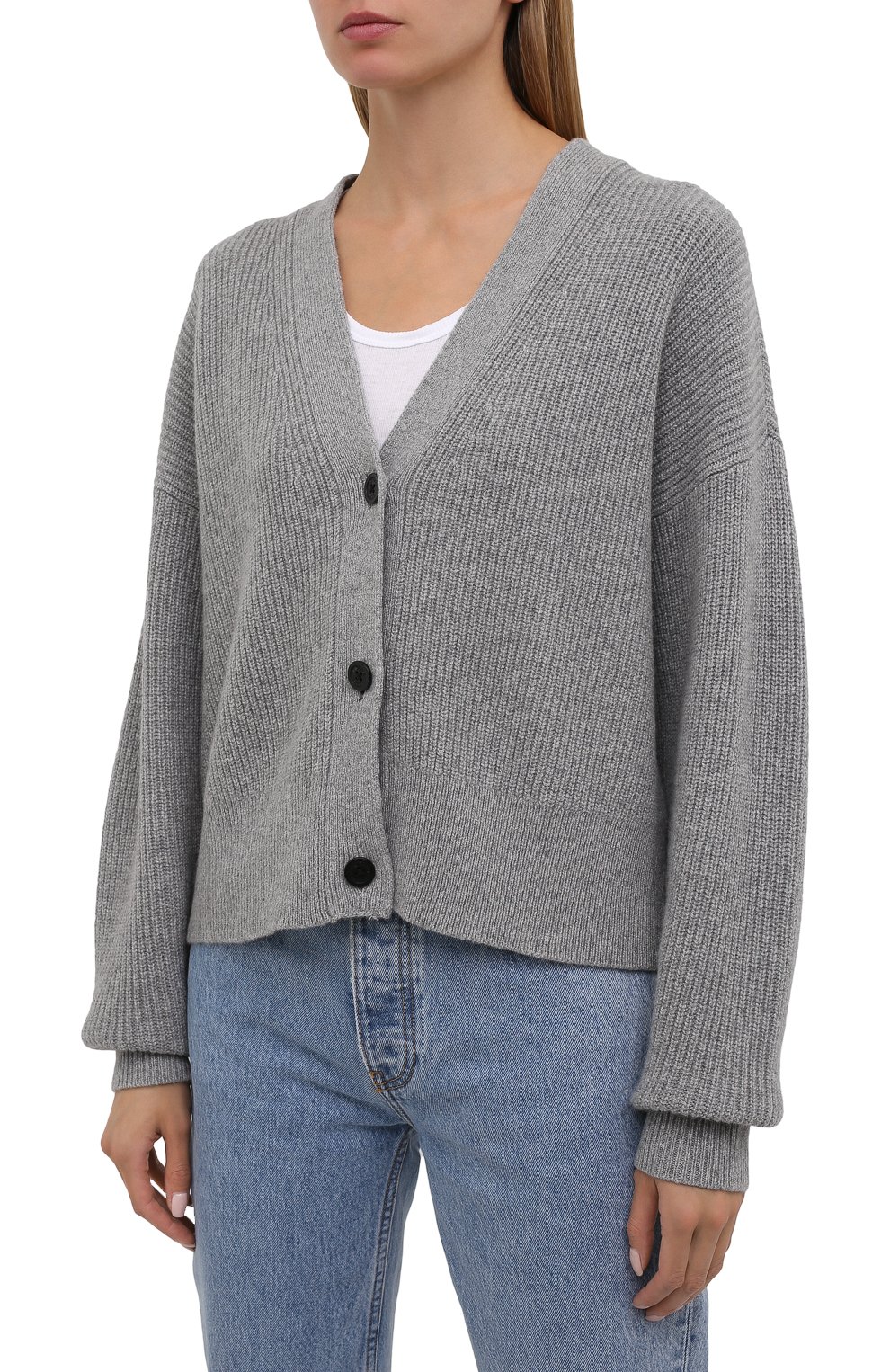 Кардиган из кашемира и шерсти MICHAEL MICHAEL KORS серого цвета по цене 35750 руб., арт. MU1600FFNR, фото 3 Кардиган из кашемира и шерсти MICHAEL MICHAEL KORS, арт. MU1600FFNR, фото 3