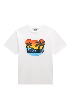 Детская хлопковая футболка MOSCHINO белого цвета, арт. HUM04S/LBA10/10-14 | Фото 1 (Девочки Кросс-КТ: футболка-одежда; Рукава: Короткие; Материал сплава: Проставлено; Материал внешний: Хлопок; Драгоценные камни: Проставлено; Ростовка одежда: 16 лет | 164 см, 12 лет | 152 см, 10 - 11 л�ет | 140 - 146см)