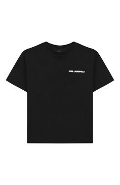 Детская хлопковая футболка KARL LAGERFELD KIDS черного цвета, арт. Z30440 | Фото 1 (Материал внешний: Хлопок; Рукава: Короткие; Мальчики Кросс-КТ: Футболка-одежда; Ростовка одежда: 9 лет | 134 см, 12 лет | 152 см, 13 - 15 лет | 158 см, 16 лет | 164 см, 7 лет | 122 см)