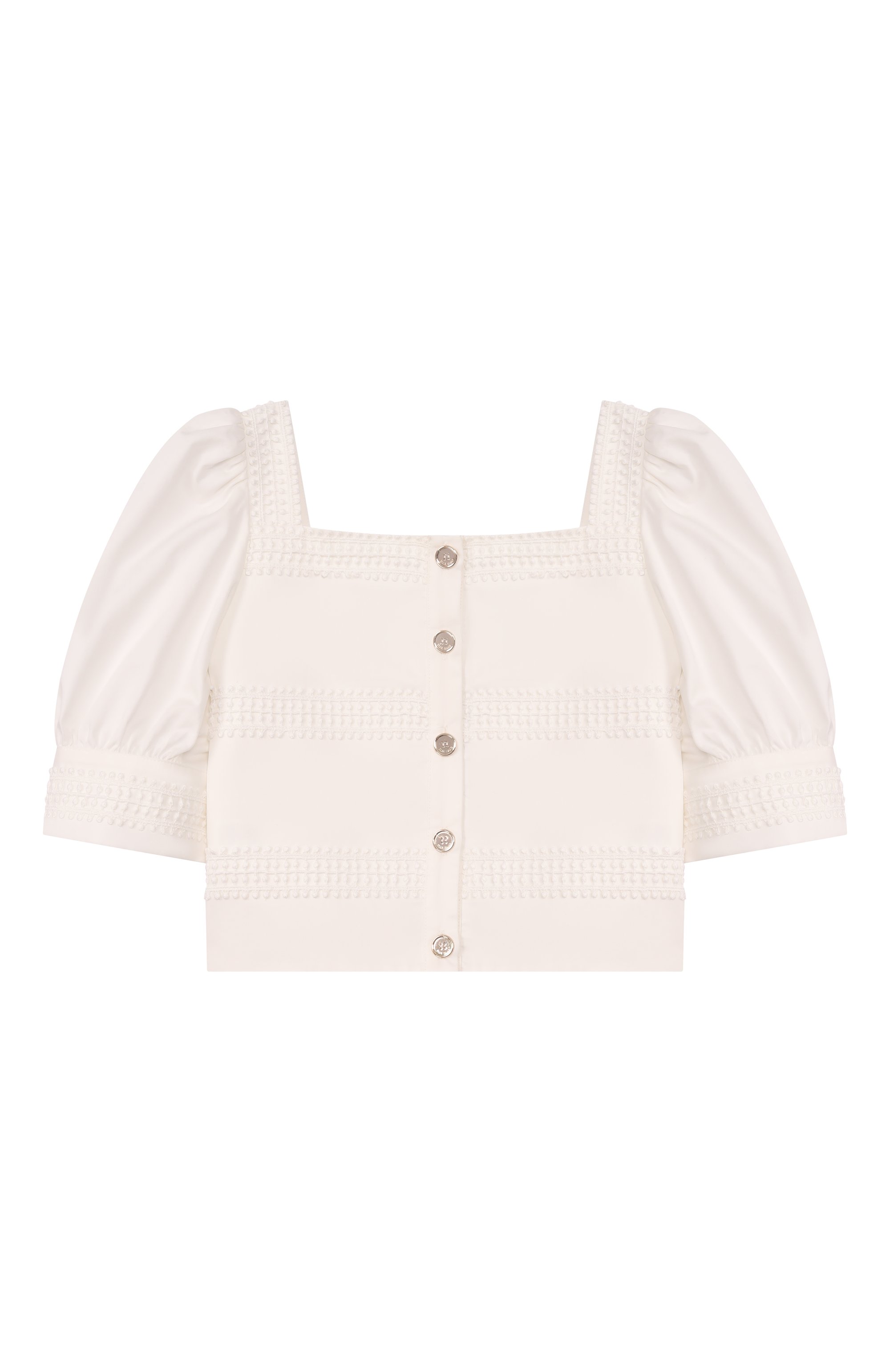 Хлопковый топ ELIE SAAB JUNIOR кремового цвета по цене 39950 руб., арт. EFTP025/TS0724, фото 2 Хлопковый топ ELIE SAAB JUNIOR, арт. EFTP025/TS0724, фото 2