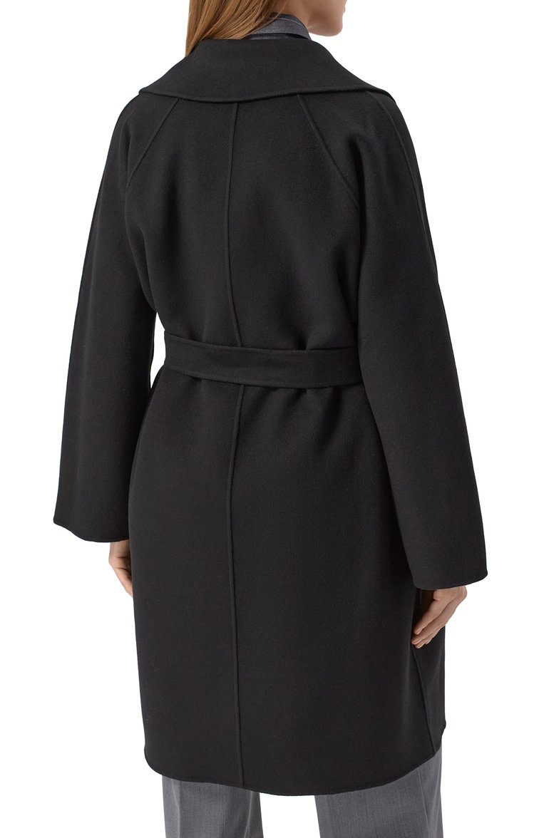 Женское шерстяное пальто WEEKEND MAX MARA черного цвета, арт. CIVADA | Фото 4 (Длина (верхняя одежда): До колена; Автоматизация состава: Проставлено; Автоматизация ТО: Проставлено; Материал внешний: Шерсть; Рукава: Длинные; 1-2-бортные: Однобортные; Стили: Классический)