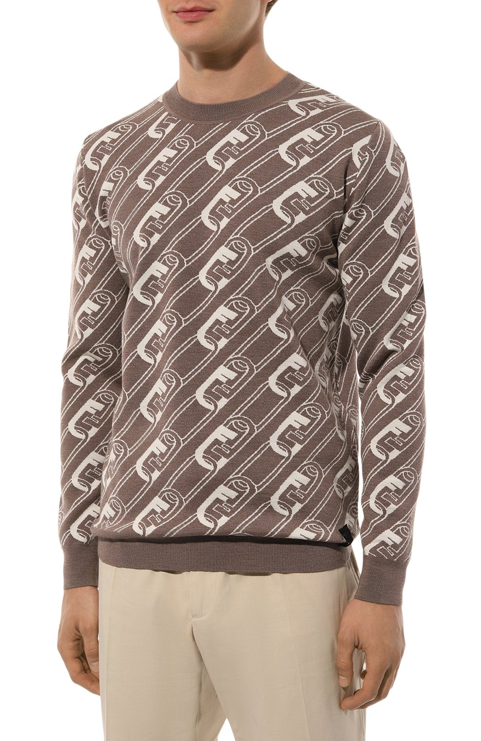 Шерстяной джемпер FENDI коричневого цвета по цене 87550 руб., арт. FZX061/AL3I/F0UHM, фото 3 Шерстяной джемпер FENDI, арт. FZX061/AL3I/F0UHM, фото 3