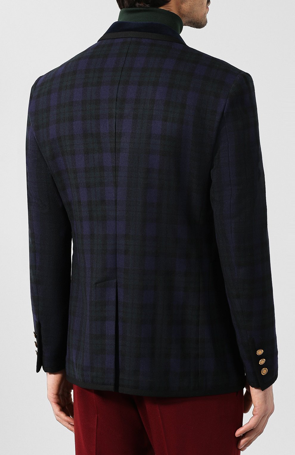 Однобортный пиджак из шерсти GUCCI темно-зеленого цвета по цене 180500 руб., арт. 522511/Z549J, фото 4 Однобортный пиджак из шерсти GUCCI, арт. 522511/Z549J, фото 4